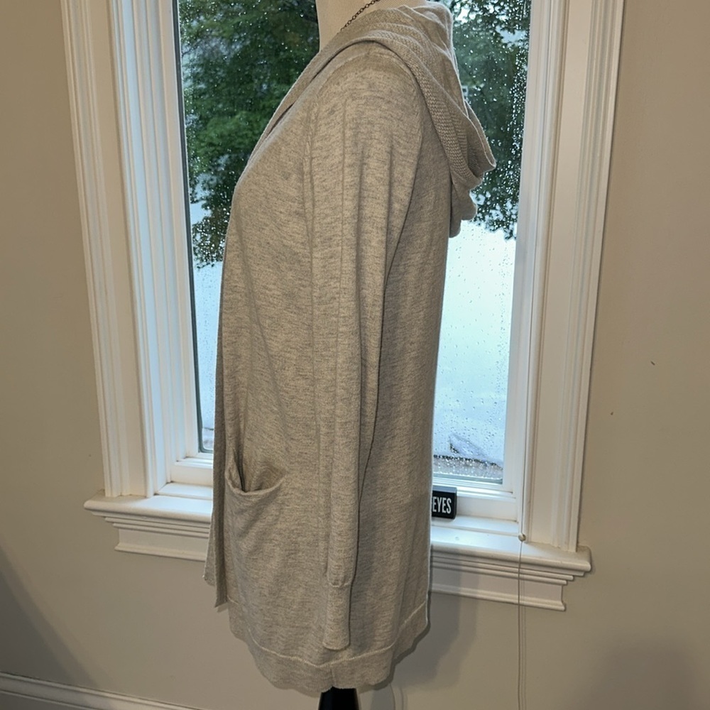 The White Company Hooded Open Cardigan, Merino/Cotton, light Grey, Medium, EUC - Picture 5 of 8